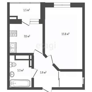 1-к квартира, вторичка, 31м2, 2/22 этаж