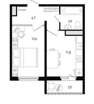 1-к квартира, вторичка, 36м2, 4/14 этаж