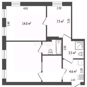 2-к квартира, вторичка, 21м2, 2/2 этаж