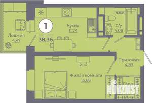 1-к квартира, вторичка, 38м2, 17/24 этаж
