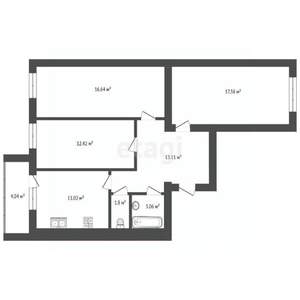 3-к квартира, вторичка, 76м2, 6/11 этаж