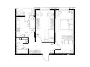 2-к квартира, вторичка, 55м2, 11/25 этаж