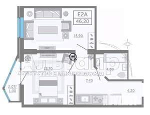 2-к квартира, вторичка, 45м2, 17/24 этаж