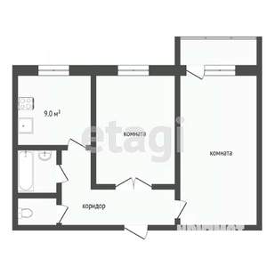 2-к квартира, вторичка, 45м2, 8/9 этаж