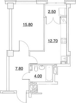 1-к квартира, вторичка, 42м2, 24/25 этаж