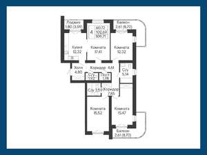 4-к квартира, вторичка, 110м2, 8/8 этаж