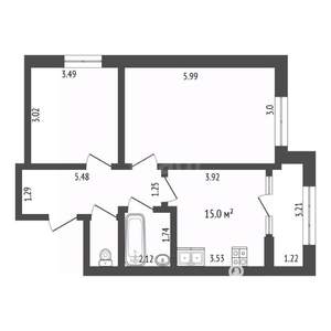 2-к квартира, вторичка, 56м2, 1/4 этаж