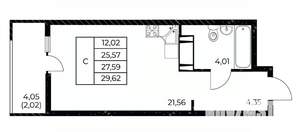 Студия квартира, вторичка, 30м2, 20/25 этаж