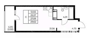 Студия квартира, строящийся дом, 30м2, 12/25 этаж