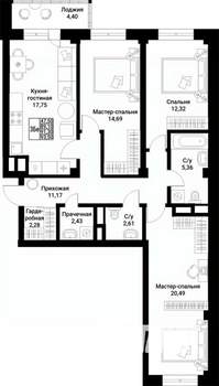 3-к квартира, вторичка, 91м2, 3/10 этаж