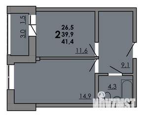 2-к квартира, вторичка, 41м2, 2/16 этаж