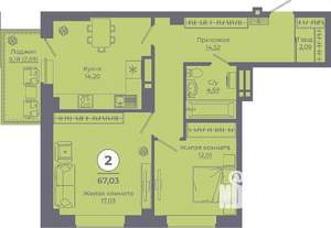 2-к квартира, вторичка, 67м2, 5/24 этаж
