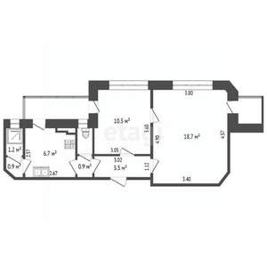 2-к квартира, вторичка, 46м2, 5/5 этаж
