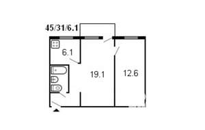 2-к квартира, вторичка, 47м2, 4/6 этаж