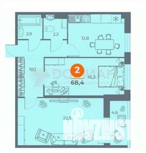 2-к квартира, вторичка, 68м2, -2/18 этаж