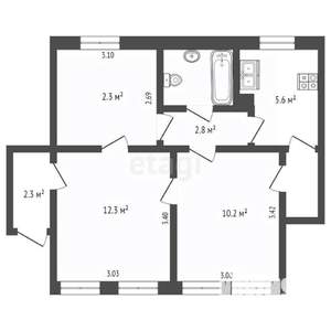 3-к квартира, вторичка, 44м2, 2/4 этаж