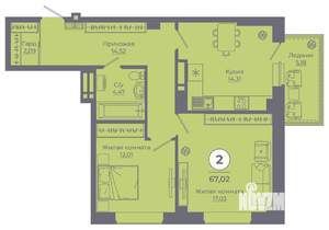 2-к квартира, вторичка, 67м2, 11/24 этаж