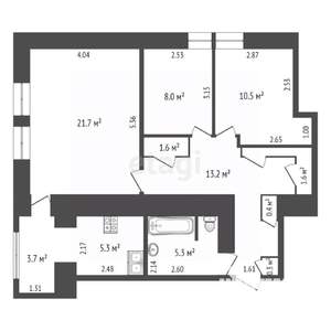 3-к квартира, вторичка, 71м2, 2/10 этаж