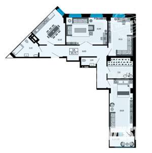 3-к квартира, вторичка, 94м2, 15/15 этаж