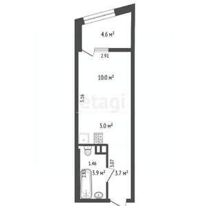 Студия квартира, вторичка, 27м2, 15/26 этаж