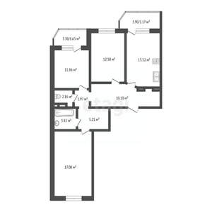 3-к квартира, вторичка, 79м2, 12/17 этаж