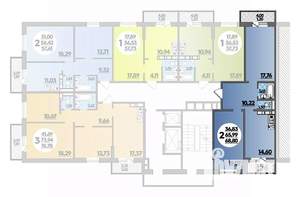 2-к квартира, вторичка, 69м2, 13/21 этаж