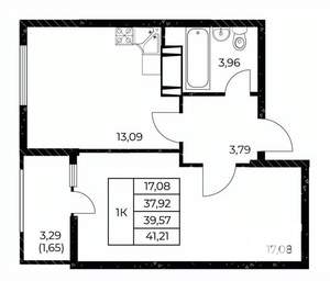 1-к квартира, вторичка, 41м2, 6/25 этаж