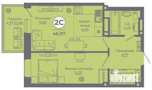 2-к квартира, вторичка, 47м2, 14/24 этаж