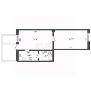 2-к квартира, вторичка, 44м2, 1/1 этаж