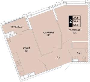 2-к квартира, вторичка, 55м2, 20/24 этаж