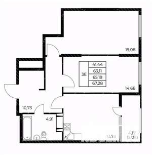 2-к квартира, вторичка, 67м2, 14/25 этаж