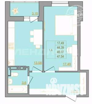 1-к квартира, вторичка, 48м2, 4/22 этаж