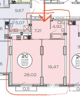 Студия квартира, вторичка, 60м2, 11/24 этаж