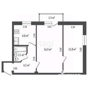 2-к квартира, вторичка, 45м2, 2/3 этаж
