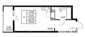 Студия квартира, вторичка, 30м2, 4/25 этаж