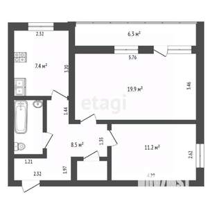 3-к квартира, вторичка, 58м2, 11/14 этаж