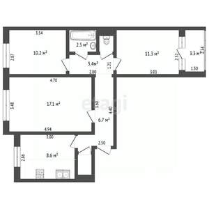 3-к квартира, вторичка, 62м2, 7/9 этаж