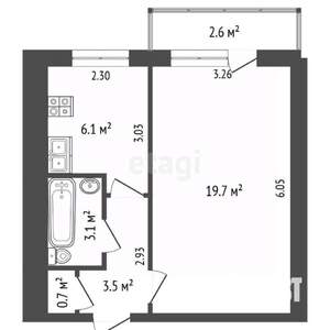 1-к квартира, вторичка, 36м2, 6/9 этаж