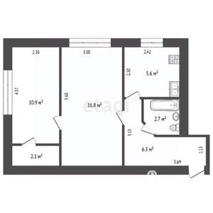 2-к квартира, вторичка, 44м2, 1/5 этаж