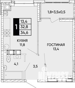 2-к квартира, вторичка, 35м2, 11/24 этаж