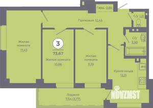 3-к квартира, вторичка, 73м2, 5/24 этаж
