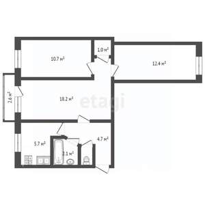 3-к квартира, вторичка, 57м2, 3/5 этаж