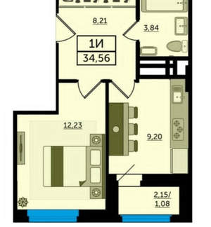 1-к квартира, вторичка, 35м2, 8/24 этаж