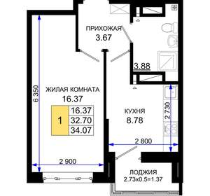 1-к квартира, вторичка, 34м2, 14/25 этаж