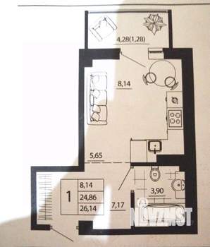 Студия квартира, сданный дом, 31м2, 16/24 этаж