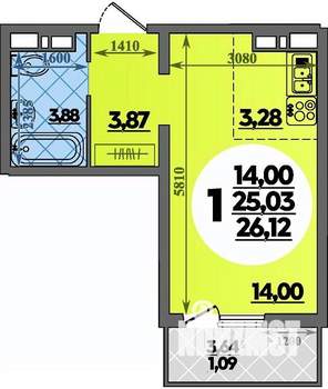 Студия квартира, строящийся дом, 26м2, 4/18 этаж