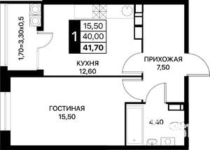 1-к квартира, вторичка, 42м2, 16/18 этаж