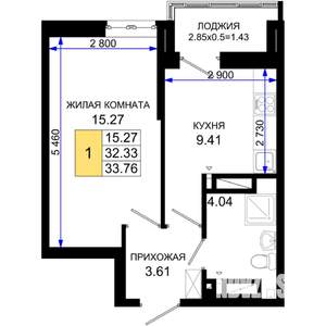 1-к квартира, вторичка, 34м2, 2/25 этаж