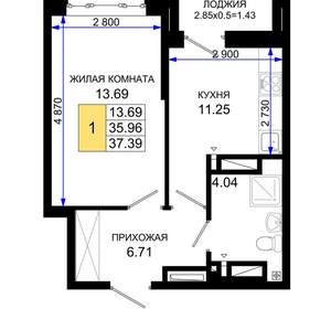 1-к квартира, вторичка, 37м2, 8/25 этаж