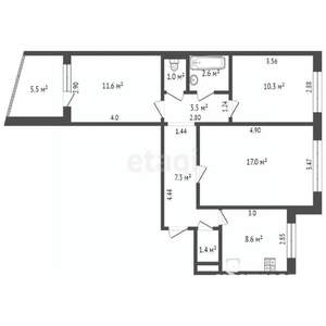 3-к квартира, вторичка, 63м2, 10/10 этаж